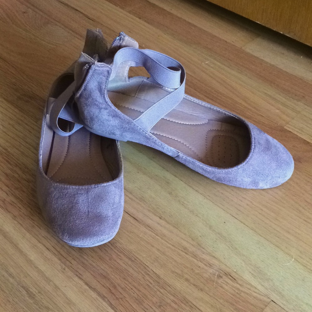 Taupe Suede Flats with Ankle Strap Sz 9